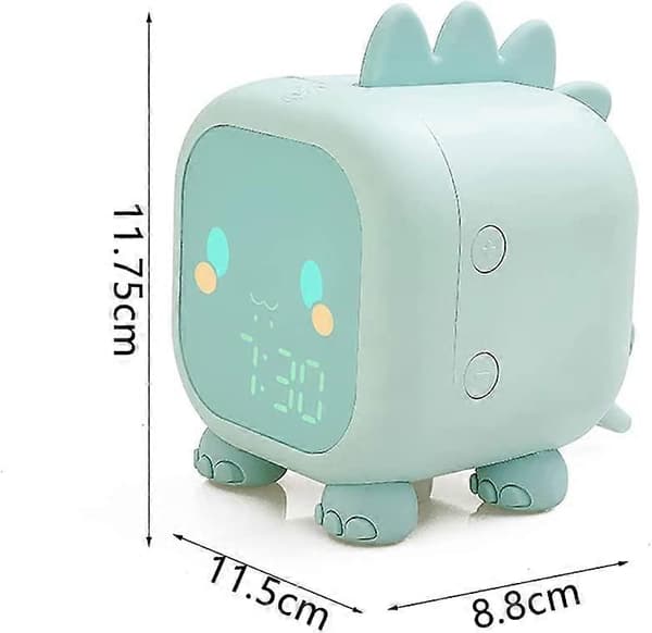 Barnväckarklocka, Söt Digital Dinosaurieväckarklocka med USB-laddning, Display