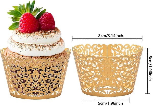 50-pack Muffinsformar Papper, Spets Muffinsformar, Muffinsdekorationer