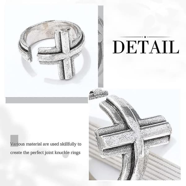 Kors Gotisk Silverring Tro Öppna Ringar Justerbar Religiös Ring Religiös Ring