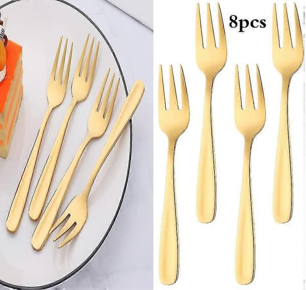 Kitchen Craft Tårtgaffelset, Rostfritt Stål, Guld 8 st