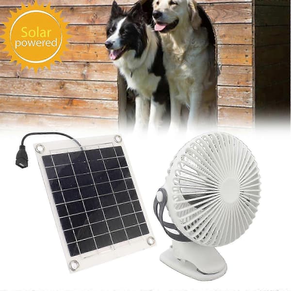 Bärbar Solcellsdriven Fläkt Ventilator Växthus Husdjur Hönshus Kylare Mini Ny
