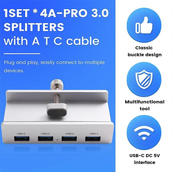 HUB USB3.0 Splitter Adapter Universal Extern Multi-Clip Dock för / OS Tillbehör