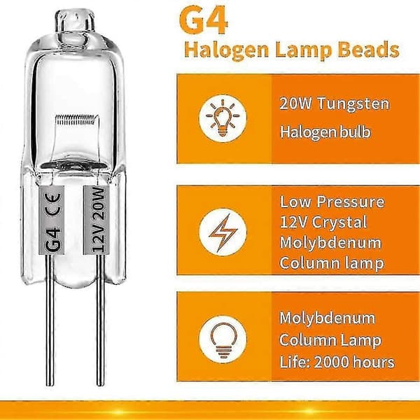20 st G4 Halogenlampor, 20w 12v Halogenlampor