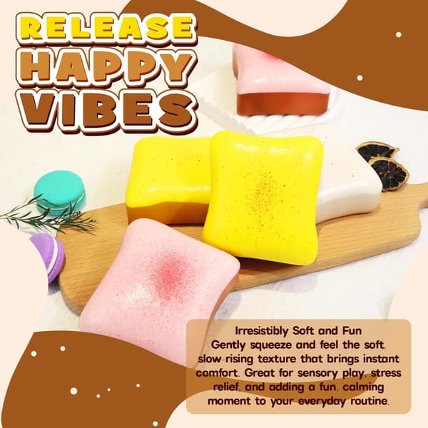 Långsamt stigande Squishy, 3-pack bröd Squishies Leksak Mjuk Fidget Leksak