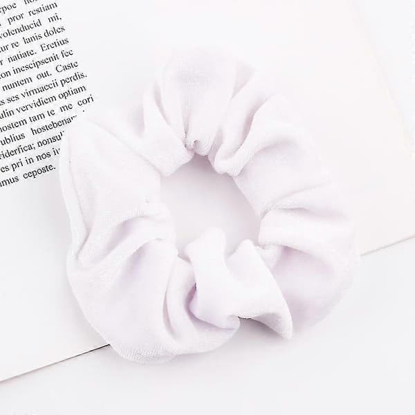 Sammet Scrunchie Elastiska Hårband Enfärgad Mode Bandana Hästsvanshållare Hårband Håraccessoarer-vit