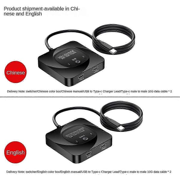 USB-C Dubbelriktad Switch Data Video Switcher Svart