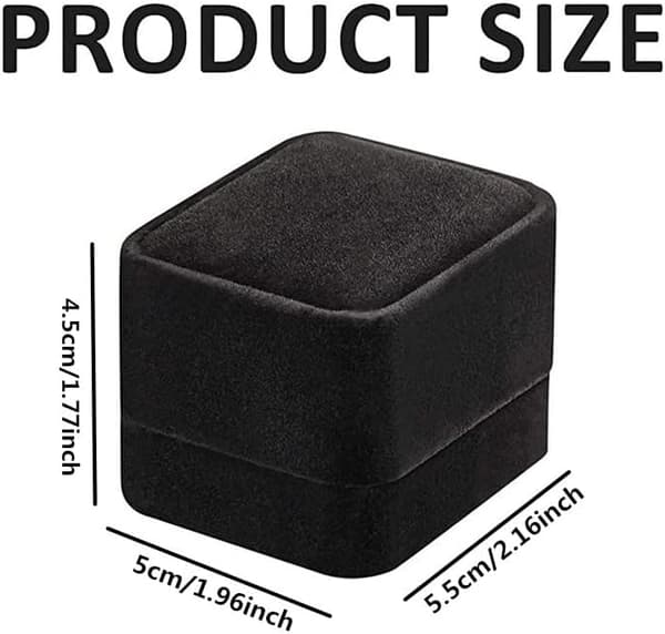 Sammet Ringask - Svart Förlovningsring Presentask - 5x5,5x4,5 cm Presentförpackning för Bröllop och Frierier