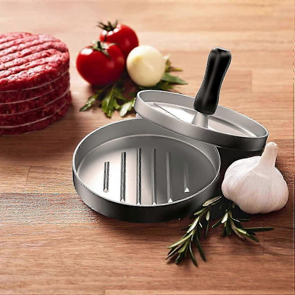 Non-Stick Silver Hamburgerpress för Grillning, Bacon & Korv - 2024 Modell