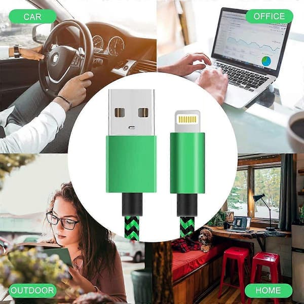 iPhone Laddningskabel 2m 3-pack iPhone Laddningskabel Lång iPhone Lightning-kabel Färgglad Platt USB iPhone Snabbladdningskabel Kompatibel