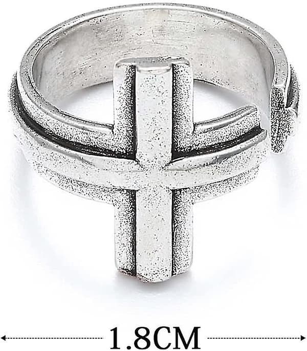 Kors Gotisk Silverring Tro Öppna Ringar Justerbar Religiös Ring Religiös Ring