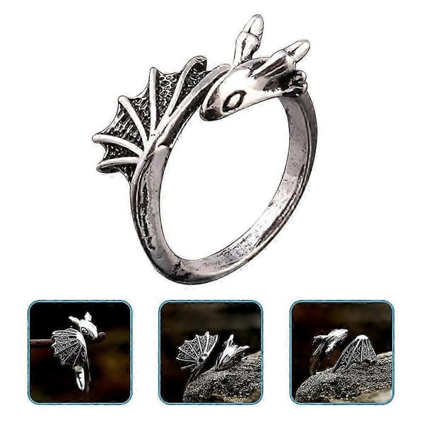 Drakring Retro Ring Öppningsbara Fingerringar Cool Stil Ring Smycken för Män