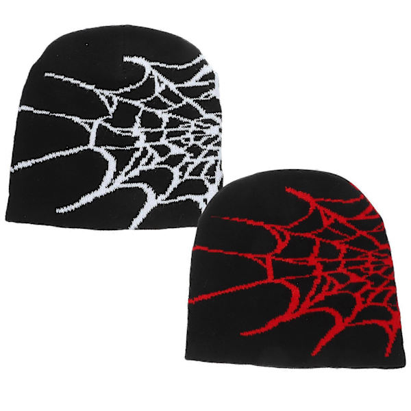 Vinterstickade Mössor Spindelnätsstickad Mössa för Användning 2-pack Set