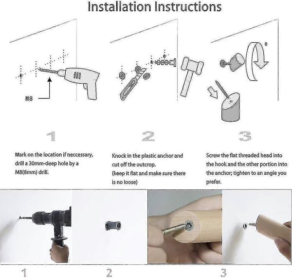 5-pack Träkrokar för Vägg, för Kläder, Hattar, Väskor & Handdukar - Naturlig Dekor