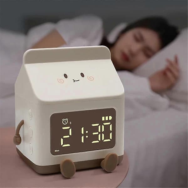 Milk Carton Electronic Alarm Clock Student Mini Countdown Cute Small Alarm Clock Bedroom Clock Green