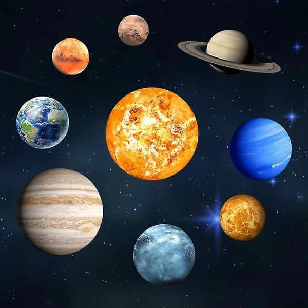 9 st/set 9 Planet Solsystem Fluorescerande Väggdekor Universum
