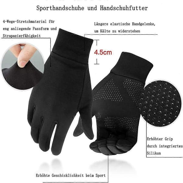 Pekskärmshandskar, Unisex Sporthandskar Handskfoder Utomhus Löparhandskar Varma Vindtäta Vinterhandskar Halkfria Full Fin