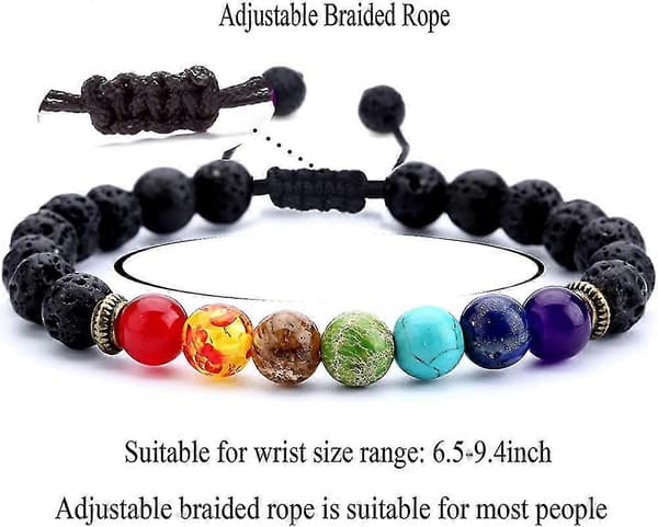 Män Kvinnor 8mm Lavasten 7 Chakran Aromaterapi Eterisk Olja Diffuser Armband