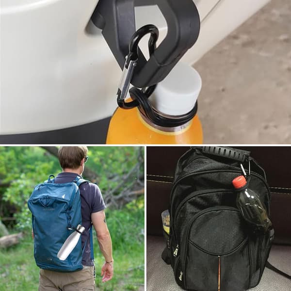 4-pack karbinhakar - Kraftig flaskhållare, säker remkrok, justerbart spänne för backpacking, camping, vandring och utomhusutrustning