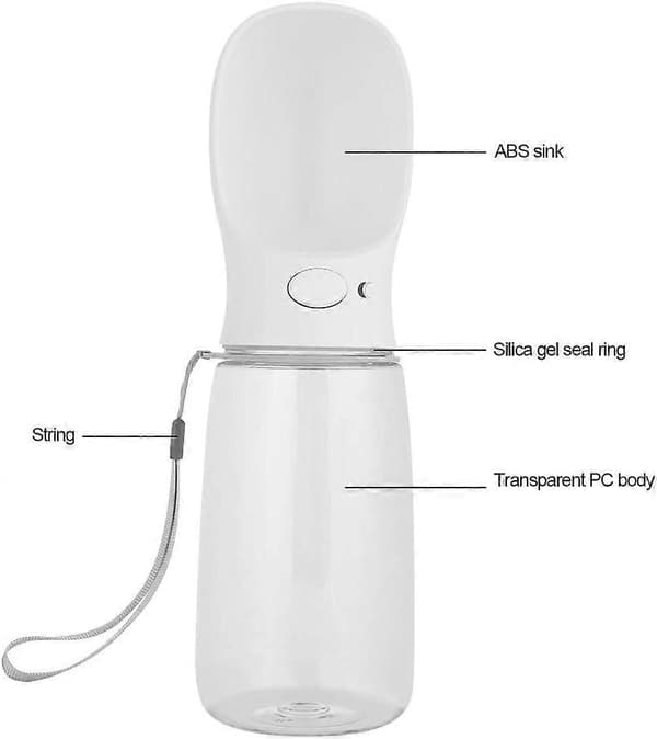 Vattenflaska för husdjur - 550ml Vit