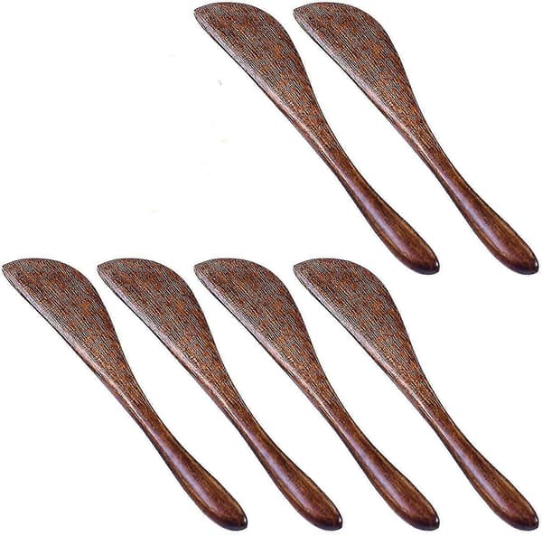Träsmörkniv, 15 cm, kryddknivar i trä, 6-pack