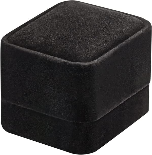 Sammet Ringask - Svart Förlovningsring Presentask - 5x5,5x4,5 cm Presentförpackning för Bröllop och Frierier