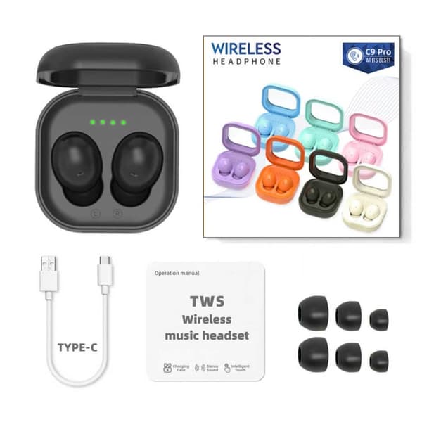 C9 Pro Wireless Bluetooth Headphones TWS 5.3 Black