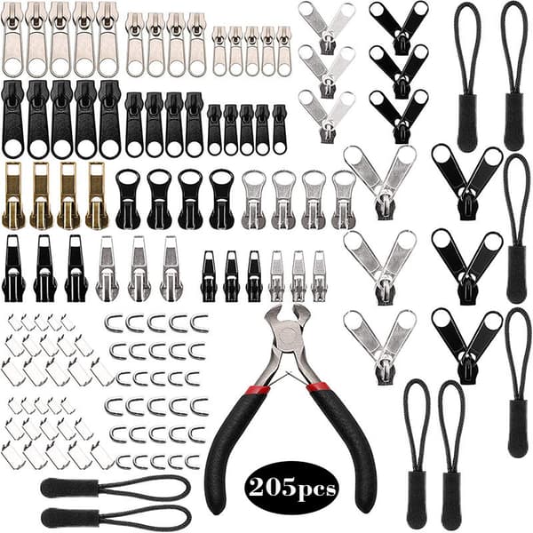 205-Piece Zipper Repair Kit - Fix Clothes Easily