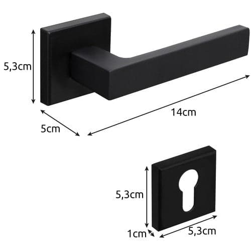 Door handle matte black, universal for interior door