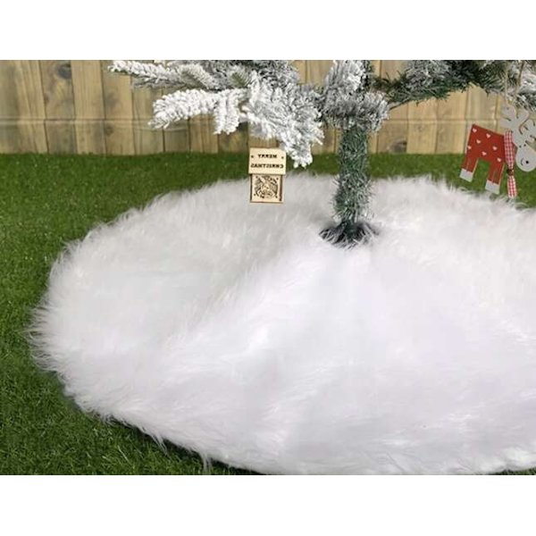 Juletræstæppe hvid 72 cm langhåret polyester