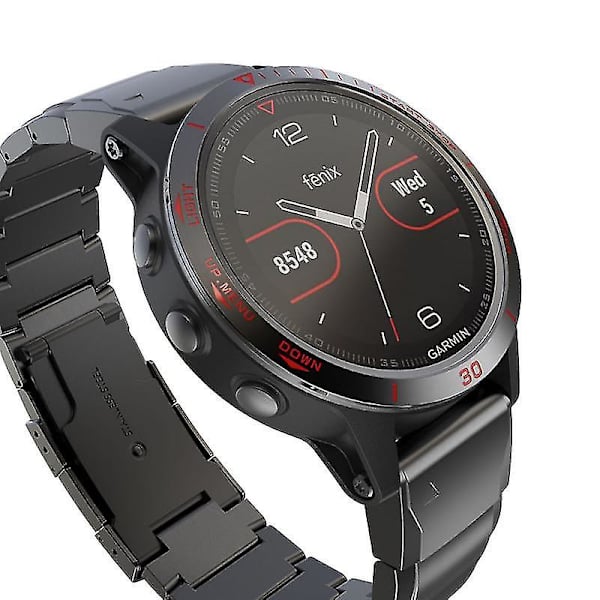 Til Garmin Fenix 5 Sapphire Urværk Bezel Ring Rustfrit Stål Skulptureret Tidsenheder Klæbemiddel