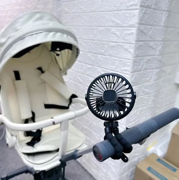 Fleksibel Klapvognsventilator - Genopladelig Bærbar Ventilator, sort