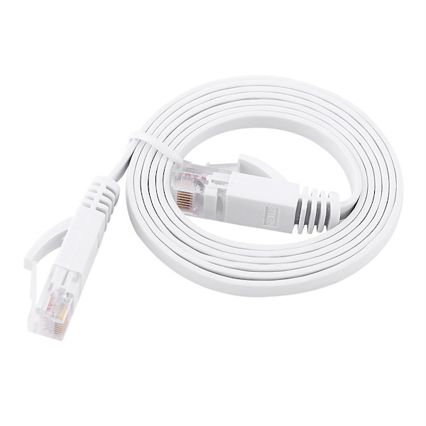 RJ45 Cat6 Ethernet-nätverkskabel, platt LAN-kabel, UTP-patchkabel för routrar, 1000M, vit, 1 meter