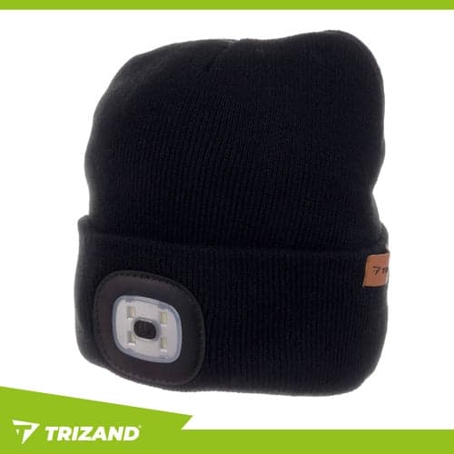 Talvipipo USB-ladattavalla LED-taskulampulla, 3 tilaa, musta, unisex