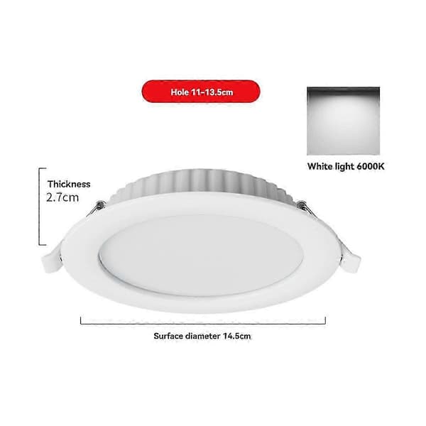 6 stk. 12W LED Downlight Innfelt Rund Takspot White Light