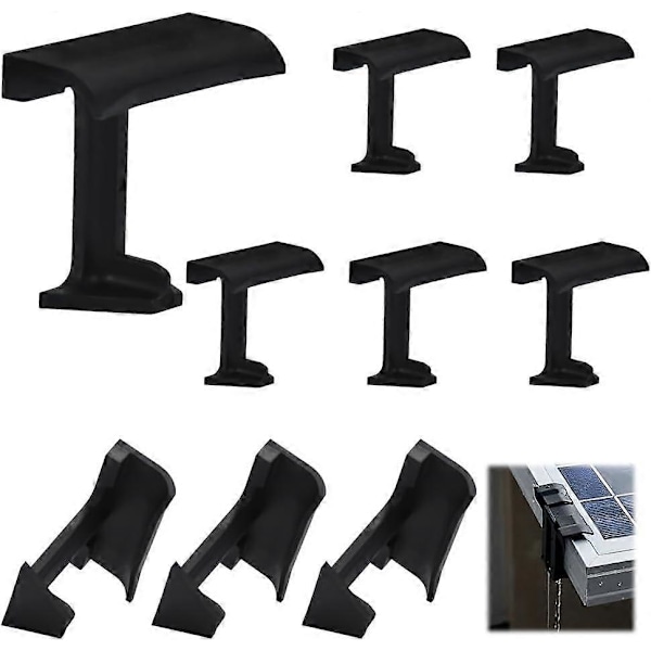 12 stk. Solpanel Drænclips 40mm, Plastik Vanddrænclips, Panel Vandføringsklemme til Solpaneldræning (Sort)
