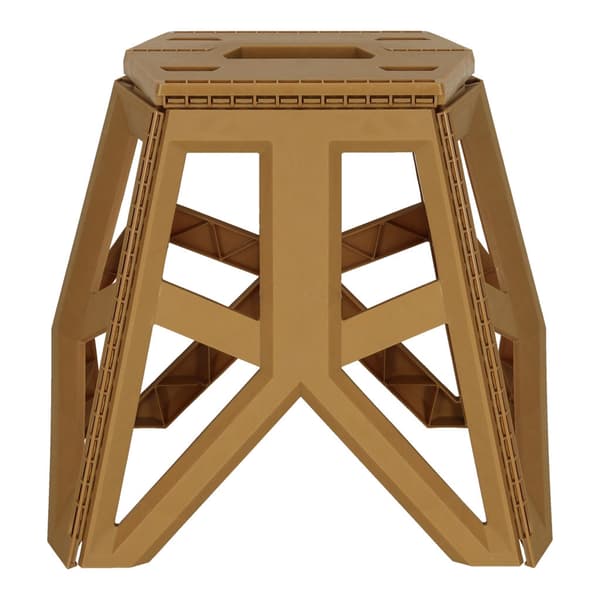 Foldable plastic camping stool with carrying handle 100 kg beige