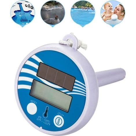 Flydende pooltermometer, soldrevet digitalt termometer med kæde til indendørs og udendørs pools, bade, spabade, jacuzzier og akvarier.