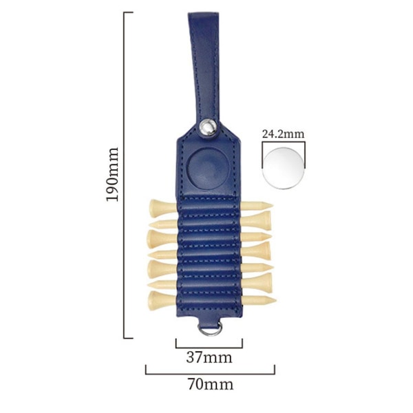 Golf Tee Oppbevaringsveske i Lær, Sett med 7, Inkludert 7 Tee- og Ballmerker, Golfbag Tilbehør, Blå