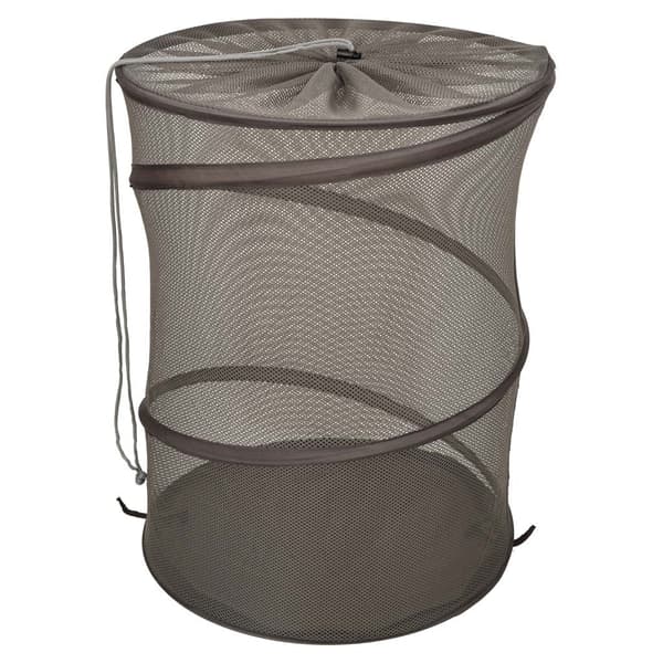 Foldable Mesh Laundry Basket 77 L with Drawstring Grey 43x53 cm