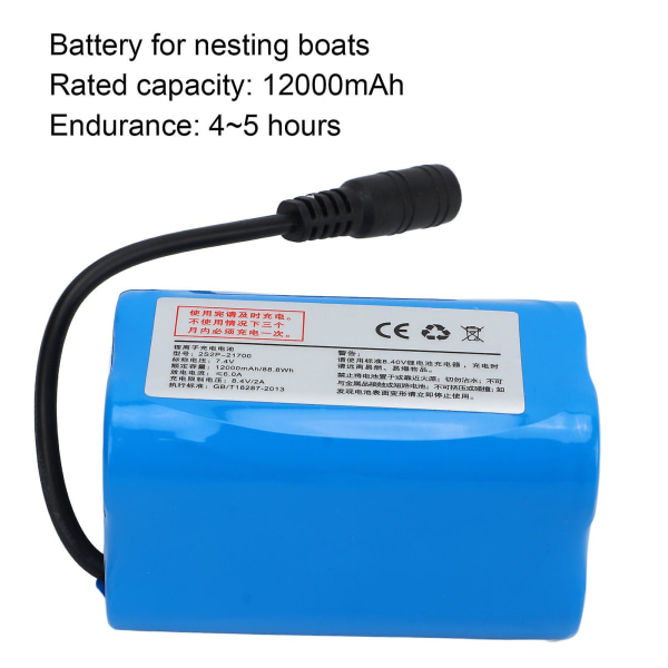 7,4V uppladdningsbart litiumbatteri - RC Nesting Boat Battery 12000mAh High Speed