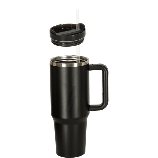 Thermos Mug with Handle & Straw 1.2 L – Stainless Steel