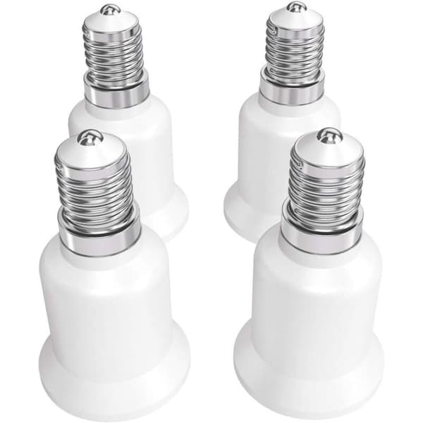 4x fatningsadapter - E14 til E27 fatningskonverter - E27 base lampeholderadapter til halogen LED-pærer