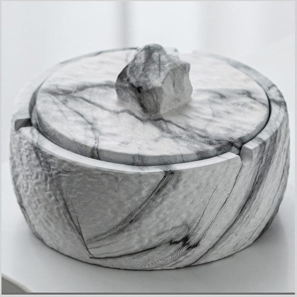 Anti-theft Ashtray With Cover, Marble Ashtray, Suitable For Living Room Bedroom And Outdoor Garden 11.7cm X 7.6cm