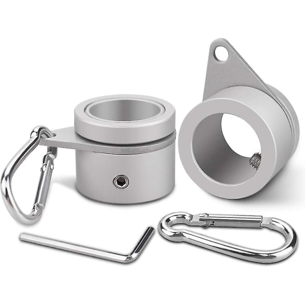 2-pack flaggstångsringar i aluminiumlegering, 360 graders roterande flaggstångsmonteringsringar snurrande flaggstångssats med karbinhake för 0,75-1,00 tums diameter