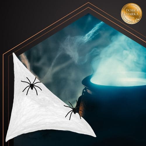 Spindelvæv Halloween-dekoration 2,5 m² med 2 sorte edderkopper