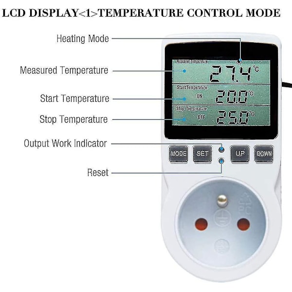 Digital Temperaturregulator Oppvarming Kjøling Termostat Sokkel LCD Temperaturregulator 230V For