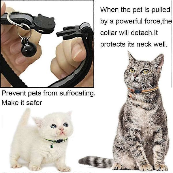 12 stk Reflekterende Kattkrage, Anti-Kvelning Kattkrage Med Klokke, Justerbar Kattkrage, Personlige Katt- Og Dyretilbehør