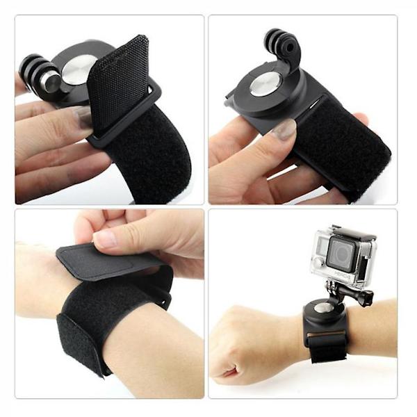 360-graders roterande handleds-, handleds- och benremssats för Gopro 4/3+/3/2/1 etc.