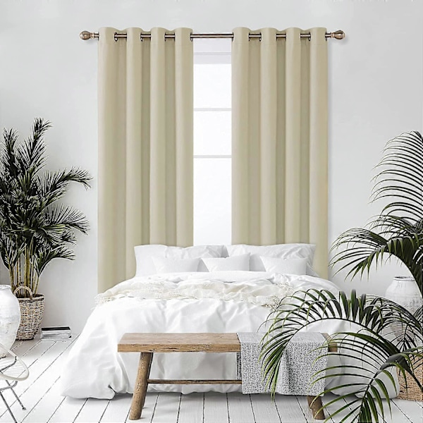 2 kpl Lämpöeristetyt pimennysverhot, 132x160 cm, tumman beige