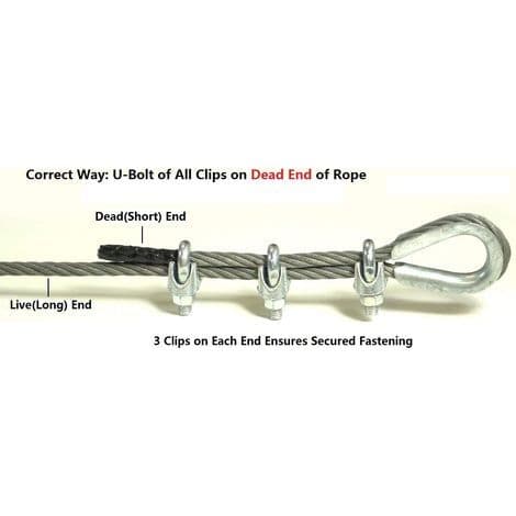 M4 pakke med 12 rustfrie ståltauklips for 4 mm diameter ståltau